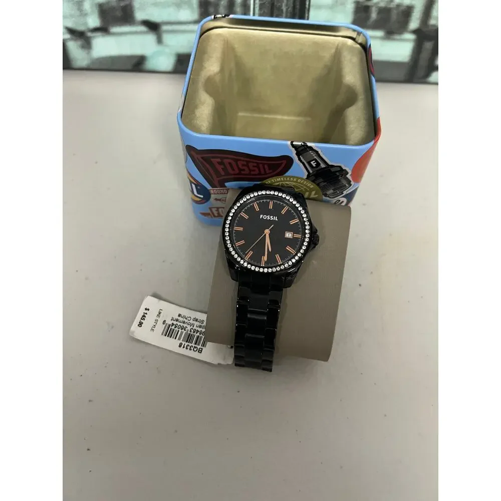 Fossil Janice BQ3318 Women's Black Stainless Steel Analog Quartz Wrist Watch